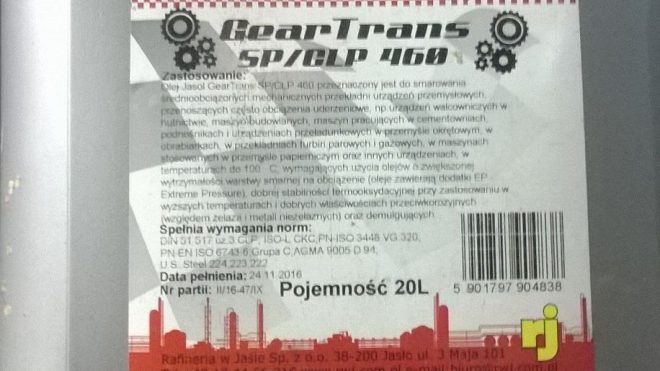 Olej GearTrans SP/CLP 460
