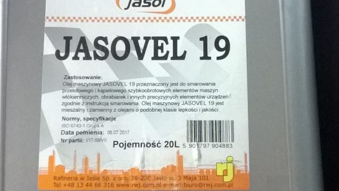 Olej maszynowy Jasovel 19